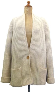 画像1: 1980's~ "L.L.Bean" Shetland Wool Cardigan　NATURAL　size M - L (表記 M) (1)