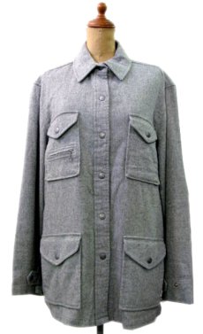 画像1: Ralph Lauren "LAUREN"  Wool Shirts Jacket　LIGHT GREY　size M   (表記 L) (1)