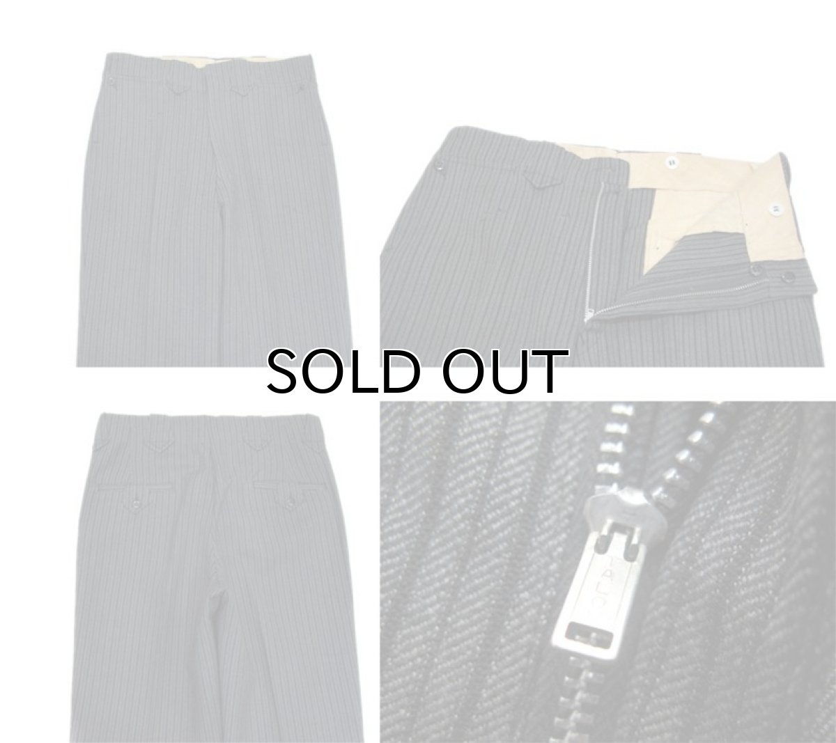 画像4: 1950's "Werstein Lindemann" Stripe Wool Trousers Black / C.Grey size w 32.5 inch (4)