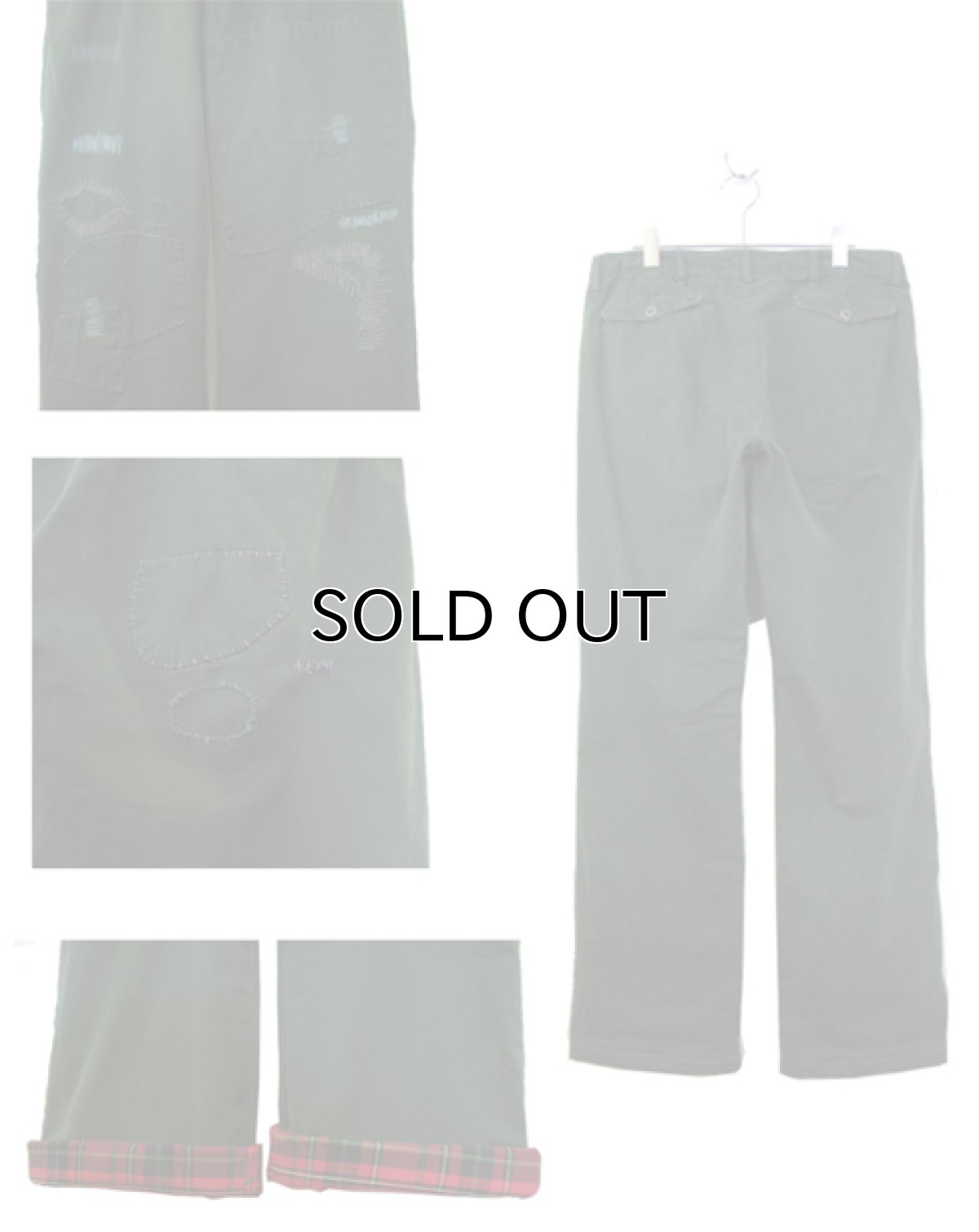 画像2: "Polo by Ralph Lauren" Hand Repair Design Cotton Trousers Dark Green / Tartan Check size w 34 inch (表記 32 x 34) (2)