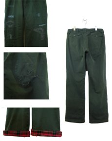 画像2: "Polo by Ralph Lauren" Hand Repair Design Cotton Trousers　Dark Green / Tartan Check　size w 34 inch (表記 32 x 34) (2)