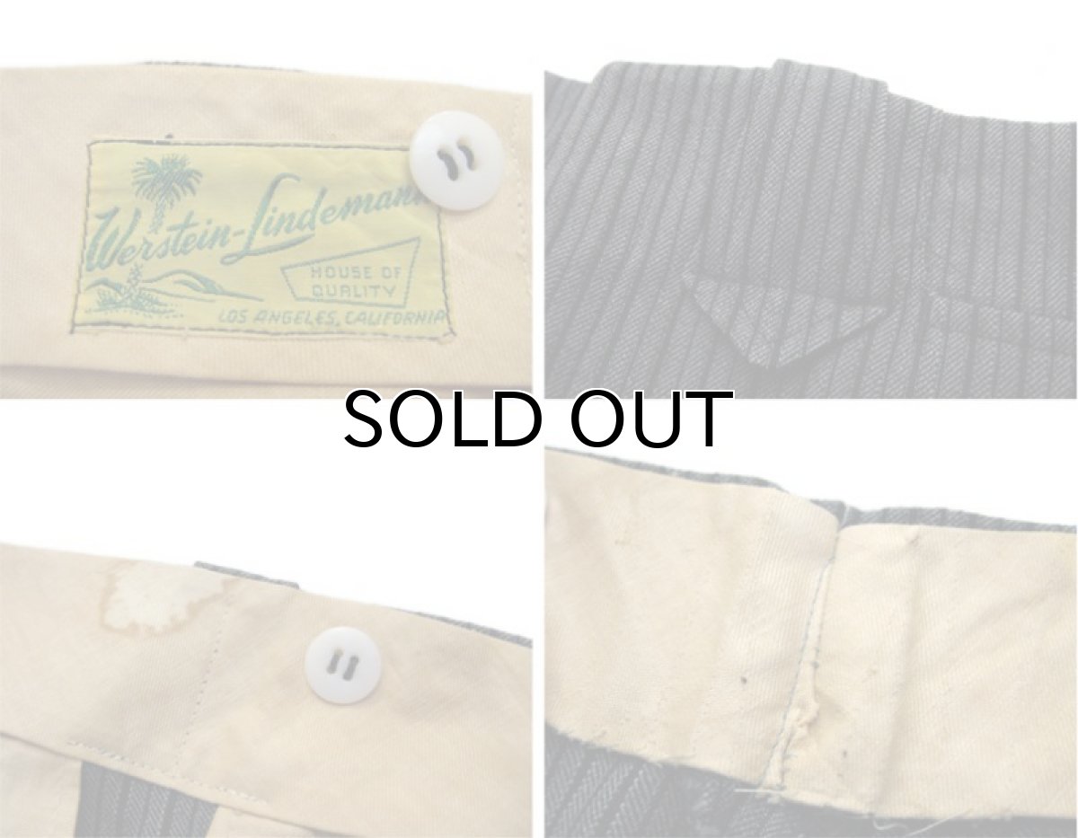 画像5: 1950's "Werstein Lindemann" Stripe Wool Trousers Black / C.Grey size w 32.5 inch (5)