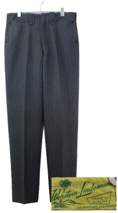 画像1: 1950's "Werstein Lindemann" Stripe Wool Trousers　Black / C.Grey　size w 32.5 inch (1)