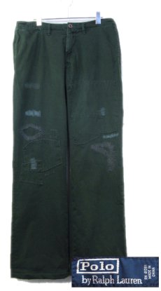 画像1: "Polo by Ralph Lauren" Hand Repair Design Cotton Trousers　Dark Green / Tartan Check　size w 34 inch (表記 32 x 34) (1)