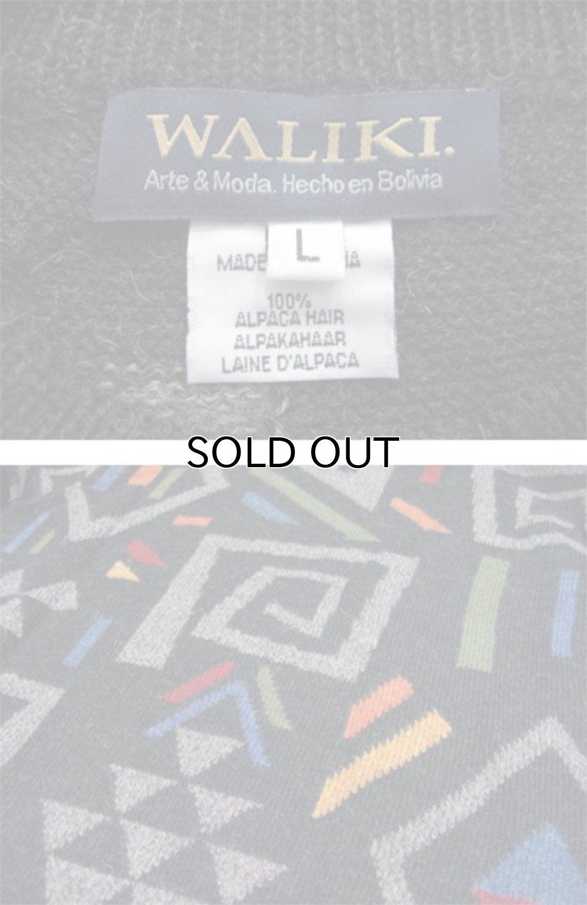 画像3: "WALIKI" Alpaca Hair Crew Neck Sweater 総柄 size L (表記 L) (3)