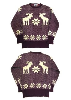 画像4: 1940-50's "Catalina" Wool Nordic Sweater　Burgundy　size S - M (表記 不明) (4)