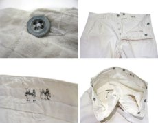 画像4: 1940-50's French Military Linen Hospital Trousers Dead Stock one-washed　WHITE　size waist 33~36 inch (表記 不明) (4)