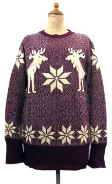 画像1: 1940-50's "Catalina" Wool Nordic Sweater　Burgundy　size S - M (表記 不明) (1)