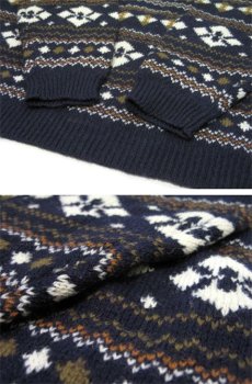 画像4: 1980's~ "Nordstrom" Shetland Wool Nordic Sweater　NAVY　size M (表記 M) (4)