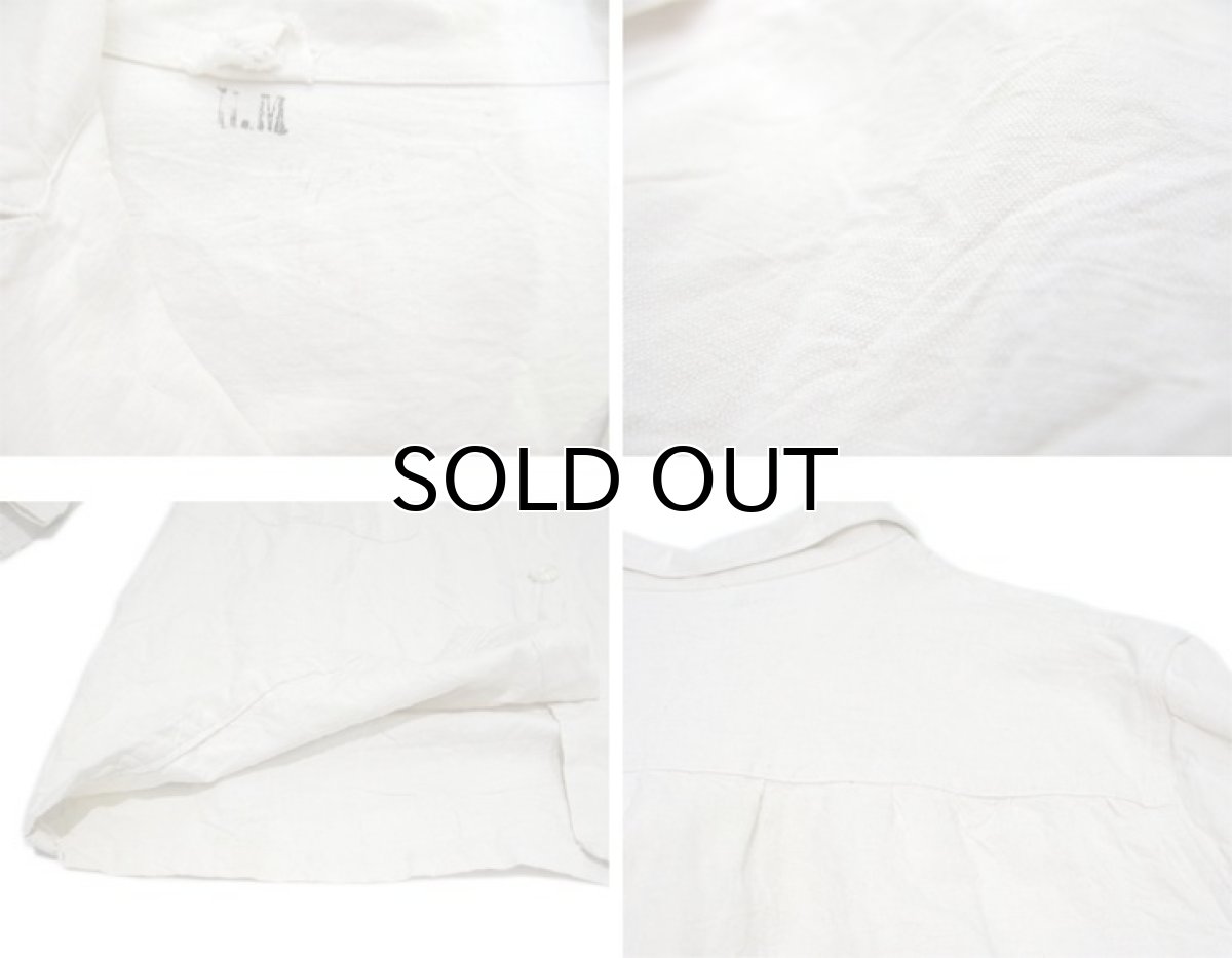 画像5: 1940's~ French MIlitary Linen Hospital Coat Dead Stock one-washed Natural size M (表記 不明) (5)