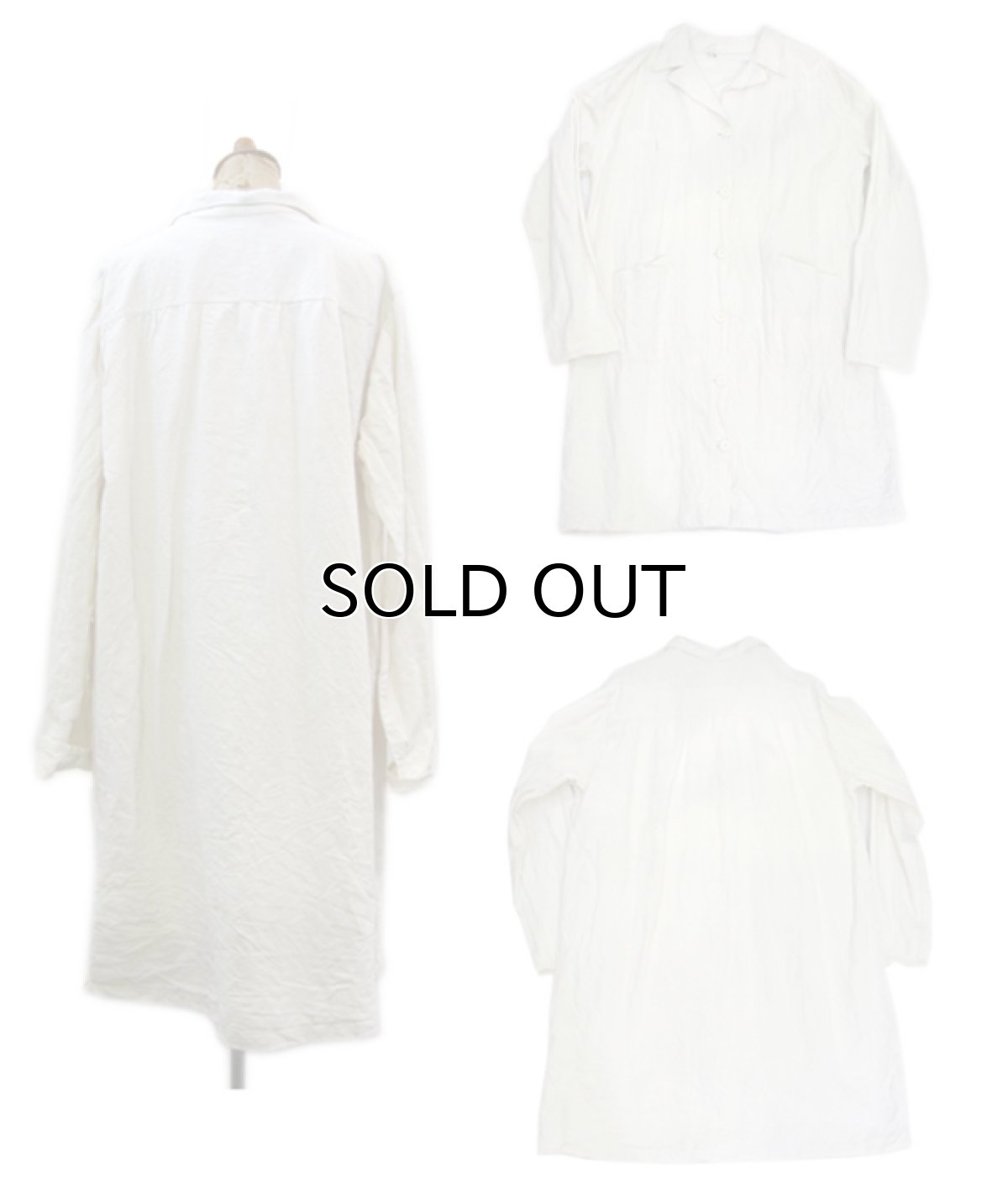 画像3: 1940's~ French MIlitary Linen Hospital Coat Dead Stock one-washed Natural size M (表記 不明) (3)