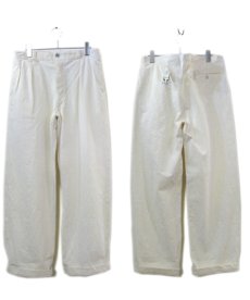 画像2: 1940-50's French Military Linen Hospital Trousers Dead Stock one-washed　WHITE　size waist 33~36 inch (表記 不明) (2)