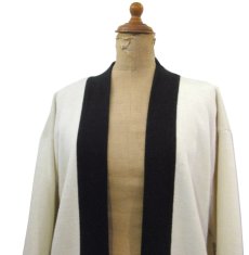 画像4: 1980's "Pierre Cardin" Wool Mix Trim Cardigan　White / Black　size L (表記 M) (4)