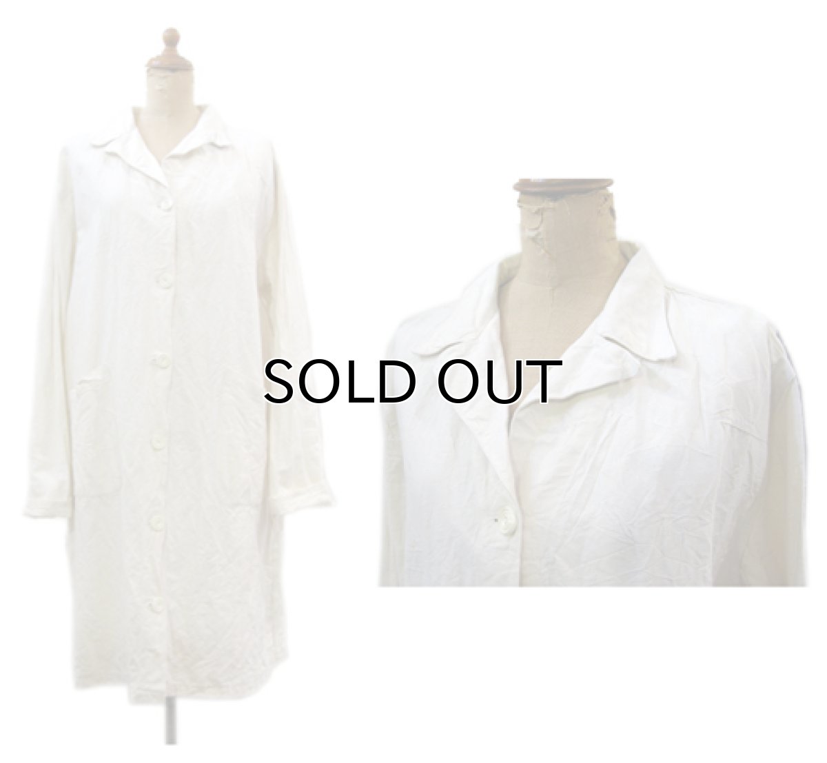画像2: 1940's~ French MIlitary Linen Hospital Coat Dead Stock one-washed Natural size M (表記 不明) (2)