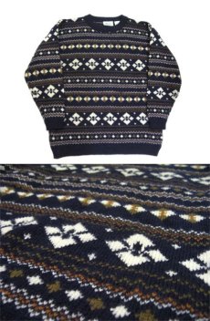 画像3: 1980's~ "Nordstrom" Shetland Wool Nordic Sweater　NAVY　size M (表記 M) (3)