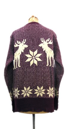 画像2: 1940-50's "Catalina" Wool Nordic Sweater　Burgundy　size S - M (表記 不明) (2)