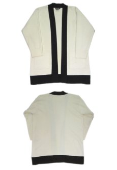 画像2: 1980's "Pierre Cardin" Wool Mix Trim Cardigan　White / Black　size L (表記 M) (2)