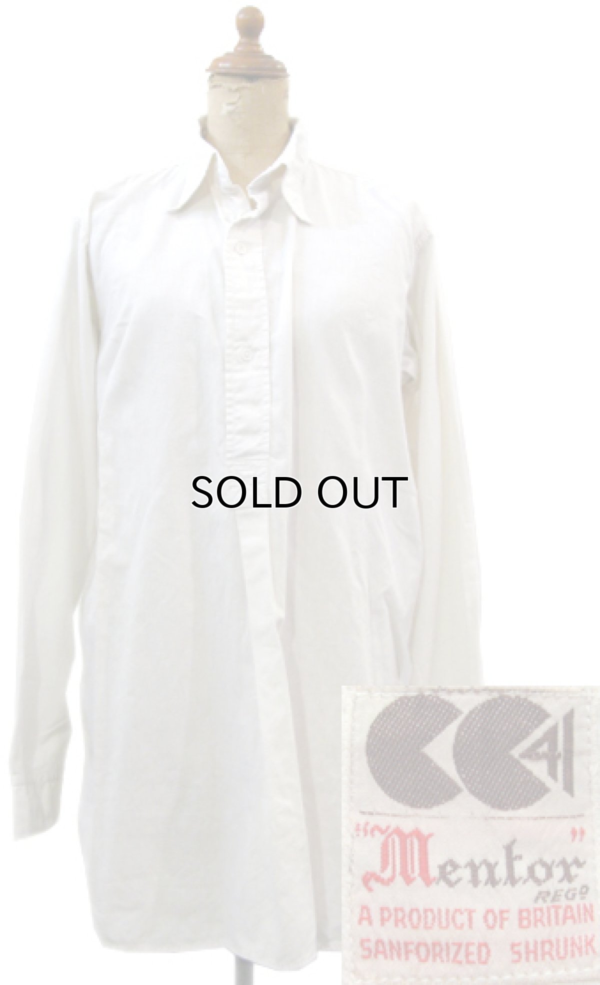 画像1: 1940's CC41 "Mentox" L/S Pullover Shirts -made in England-　WHITE　size M (表記 不明) (1)