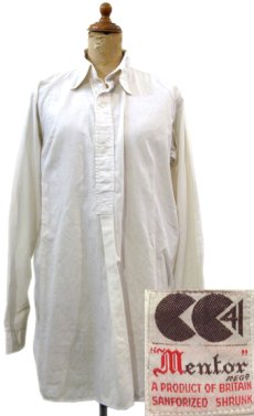 画像1: 1940's CC41 "Mentox" L/S Pullover Shirts -made in England-　WHITE　size M (表記 不明) (1)