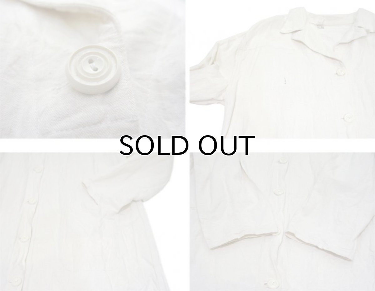 画像4: 1940's~ French MIlitary Linen Hospital Coat Dead Stock one-washed Natural size M (表記 不明) (4)