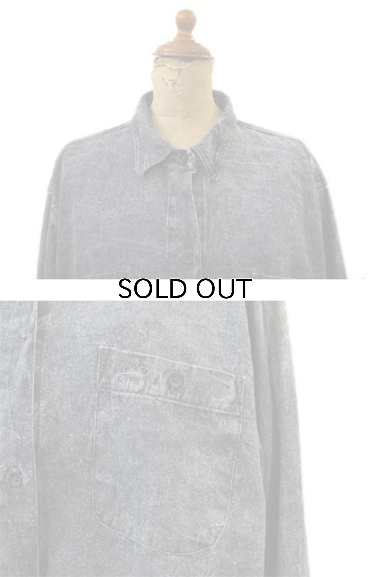 画像2: 1980's~ Chemical Wash L/S Denim Shirts Black Denim size L (表記 ONE SIZE FITS ALL) (2)