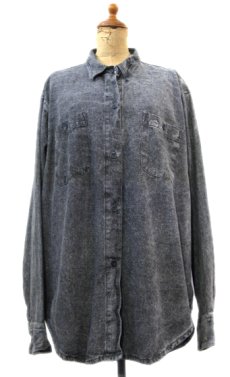 画像1: 1980's~ Chemical Wash L/S Denim Shirts　Black Denim　size L (表記 ONE SIZE FITS ALL) (1)