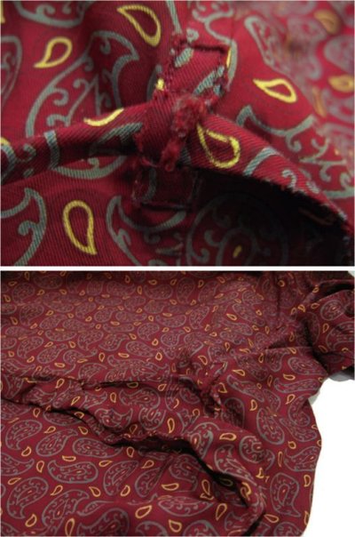 画像2: ~1950's "TOOTAL" Paisley Pattern Rayon Gown -made in ENGLAND-　Burgundy　size Free (表記 40)
