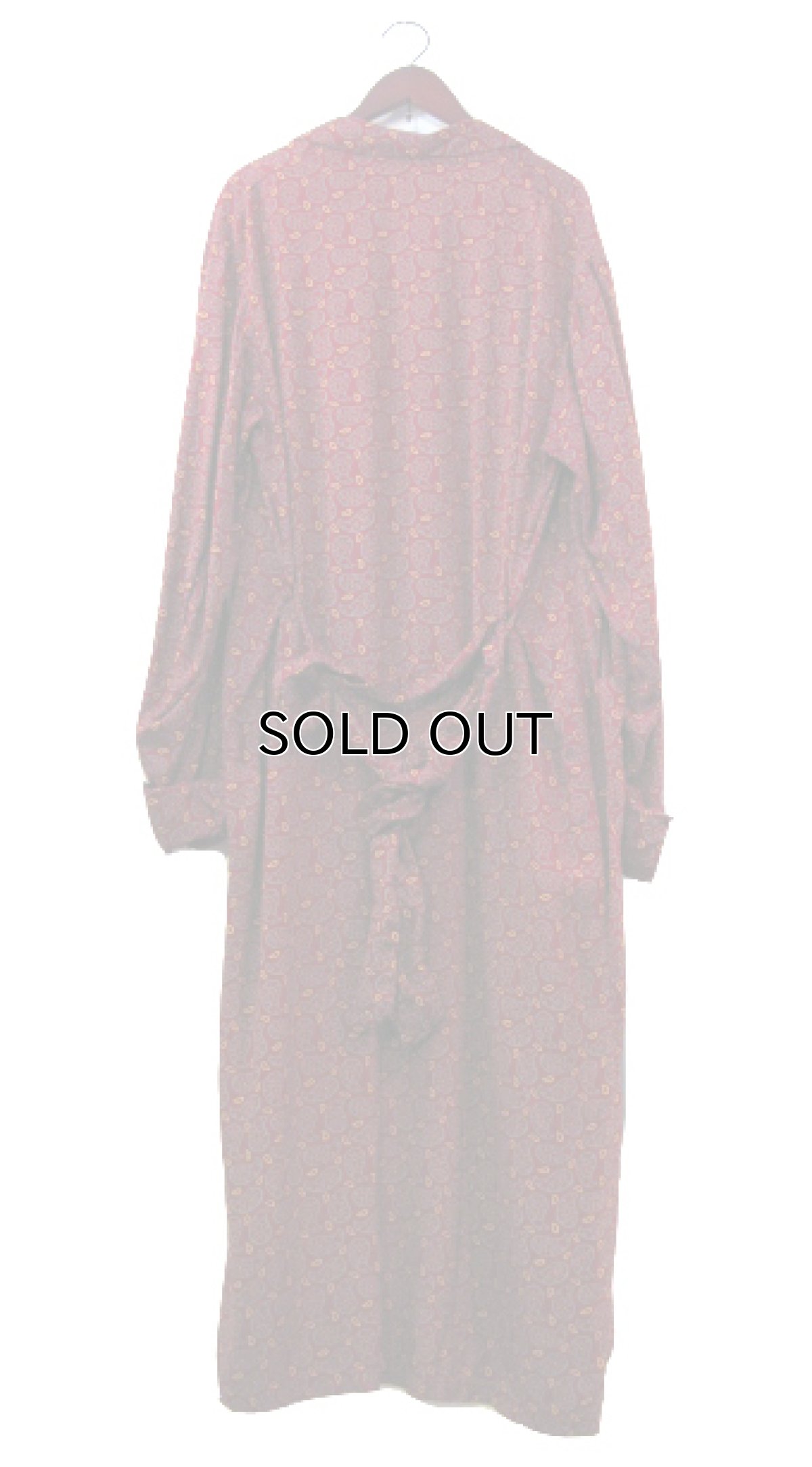 画像2: ~1950's "TOOTAL" Paisley Pattern Rayon Gown -made in ENGLAND- Burgundy size Free (表記 40) (2)