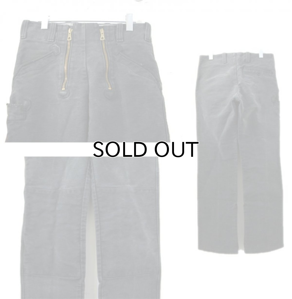 画像2: OLD Germany Cotton Moleskin Logger Pants BLACK size w 30 inch  (表記 46) (2)