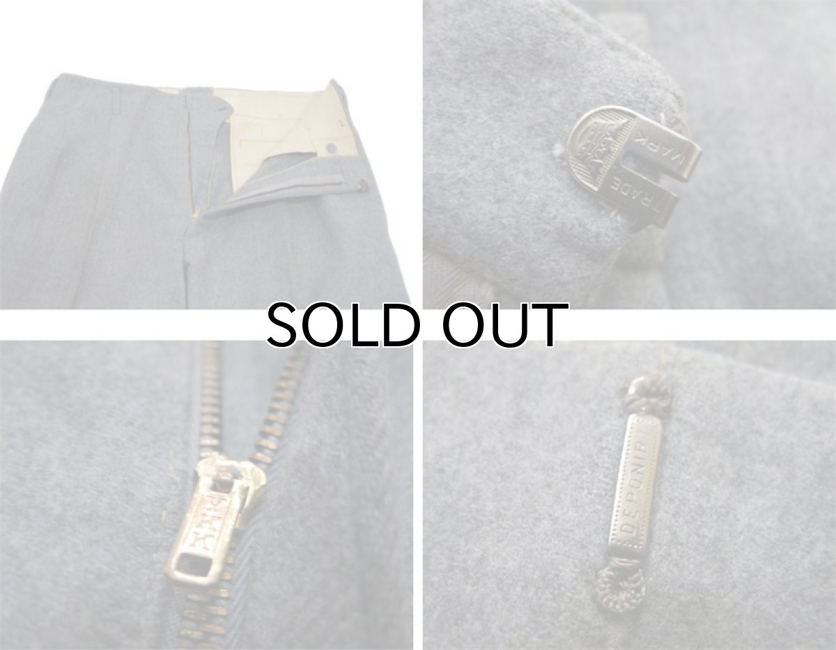 画像3: 1950's U.S.A Unknown All Wool Two-Tuck Trousers GREY size w 33 inch (表記 不明) (3)