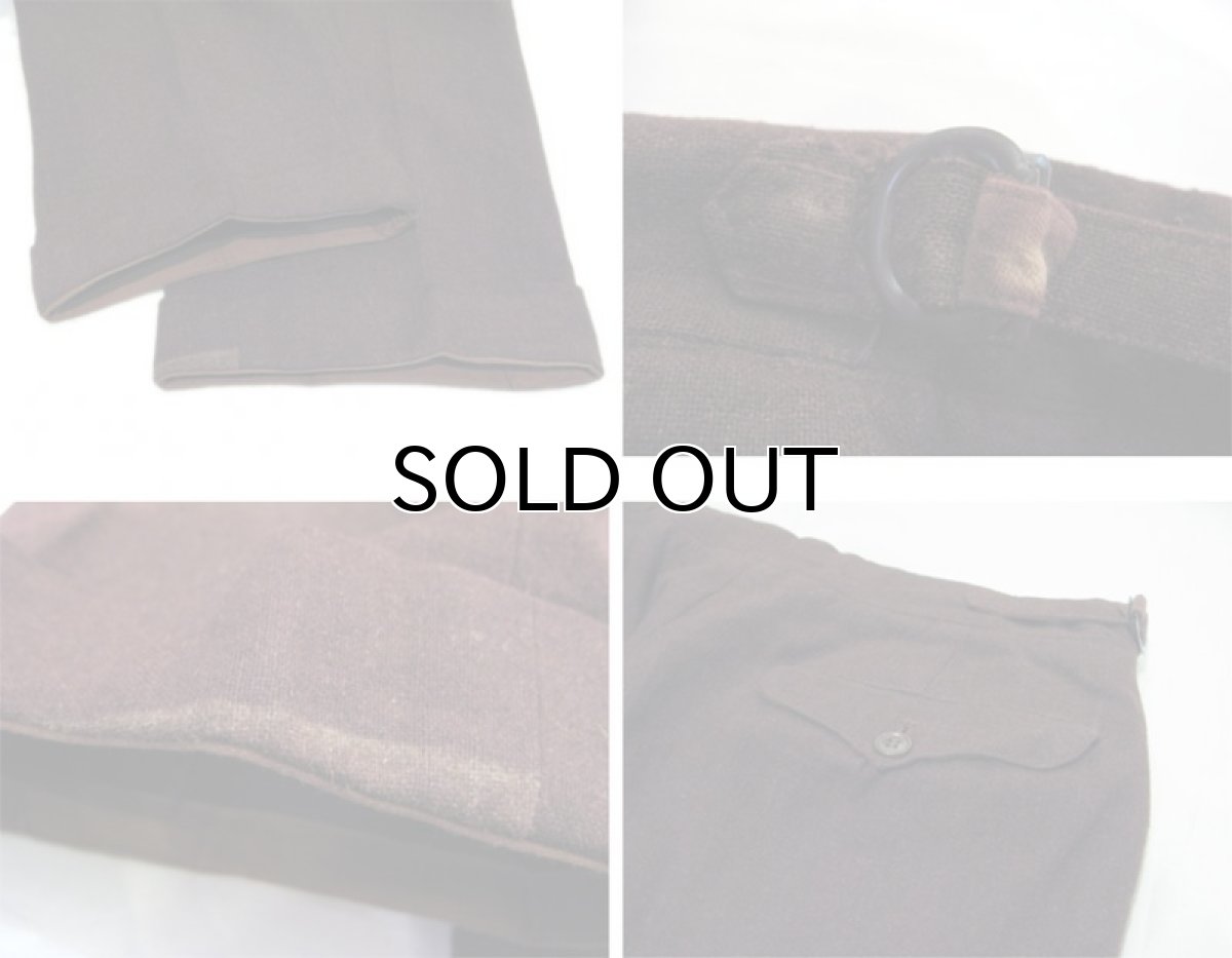 画像5: 1940's~ OLD Europe Wool Tuck Trousers　BROWN　size w =32 inch (表記 不明) (5)