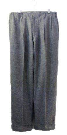 画像1: 1950's U.S.A Unknown All Wool Two-Tuck Trousers GREY　size w 33 inch (表記 不明) (1)