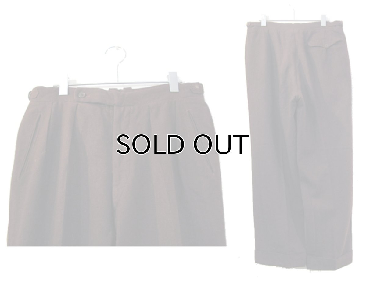 画像2: 1940's~ OLD Europe Wool Tuck Trousers　BROWN　size w =32 inch (表記 不明) (2)