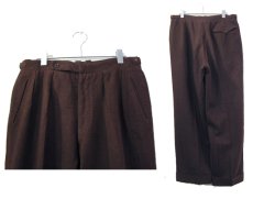 画像2: 1940's~ OLD Europe Wool Tuck Trousers　BROWN　size w =32 inch (表記 不明) (2)
