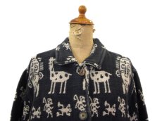 画像2: 1980's "Chico's Design" Ethnic Pattern Cotton Jacket　Black / Beige　size L (表記 1) (2)