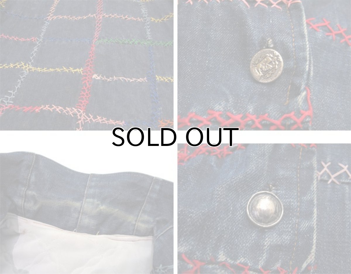画像4: 1960-70's Hand Made Indigo Denim Patting Jacket　Indigo Blue　size L (表記 不明) (4)