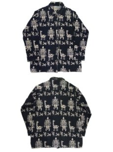 画像3: 1980's "Chico's Design" Ethnic Pattern Cotton Jacket　Black / Beige　size L (表記 1) (3)