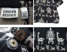 画像4: 1980's "Chico's Design" Ethnic Pattern Cotton Jacket　Black / Beige　size L (表記 1) (4)