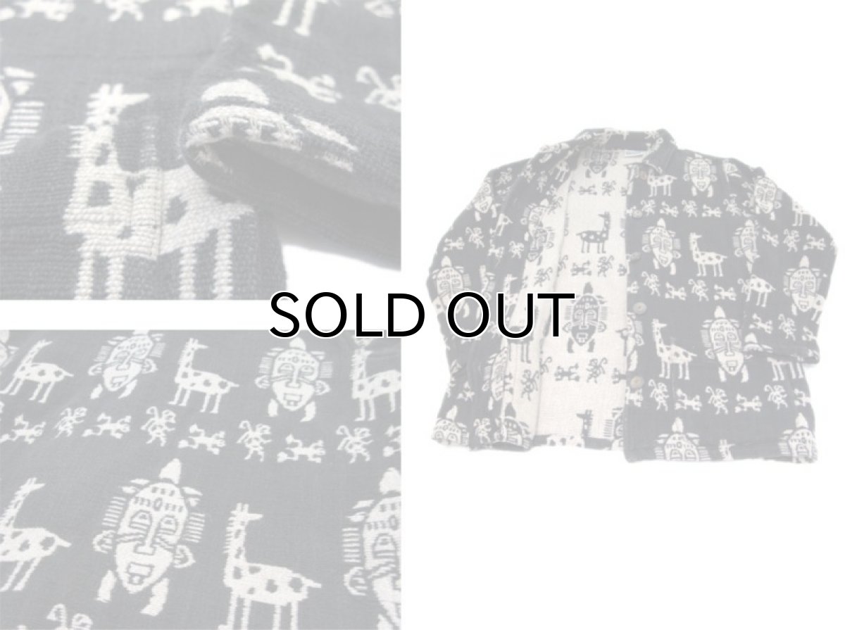 画像5: 1980's "Chico's Design" Ethnic Pattern Cotton Jacket　Black / Beige　size L (表記 1) (5)