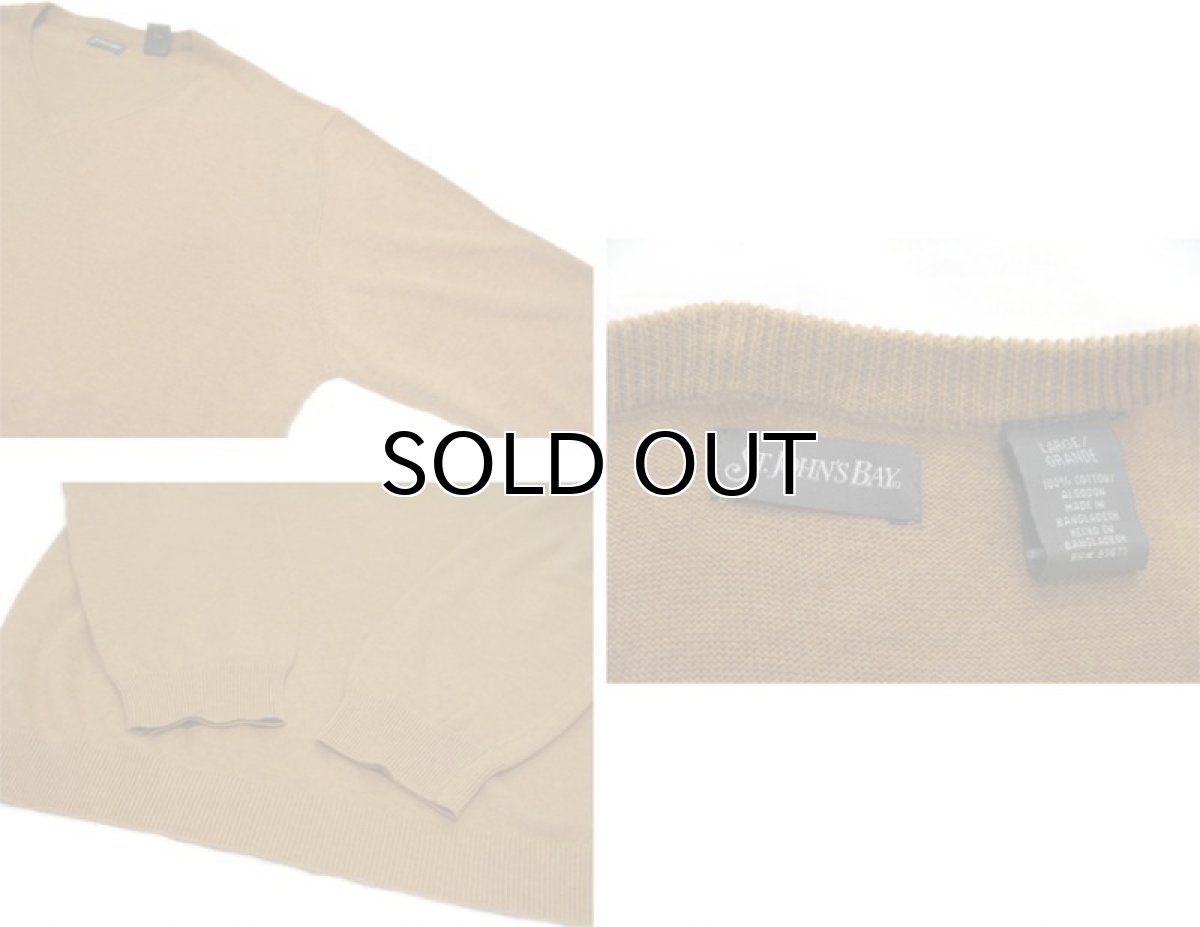 画像3: "St.JOHNS BAY" Light Weight V-Neck Cotton Knit BROWN size L (表記 L) (3)