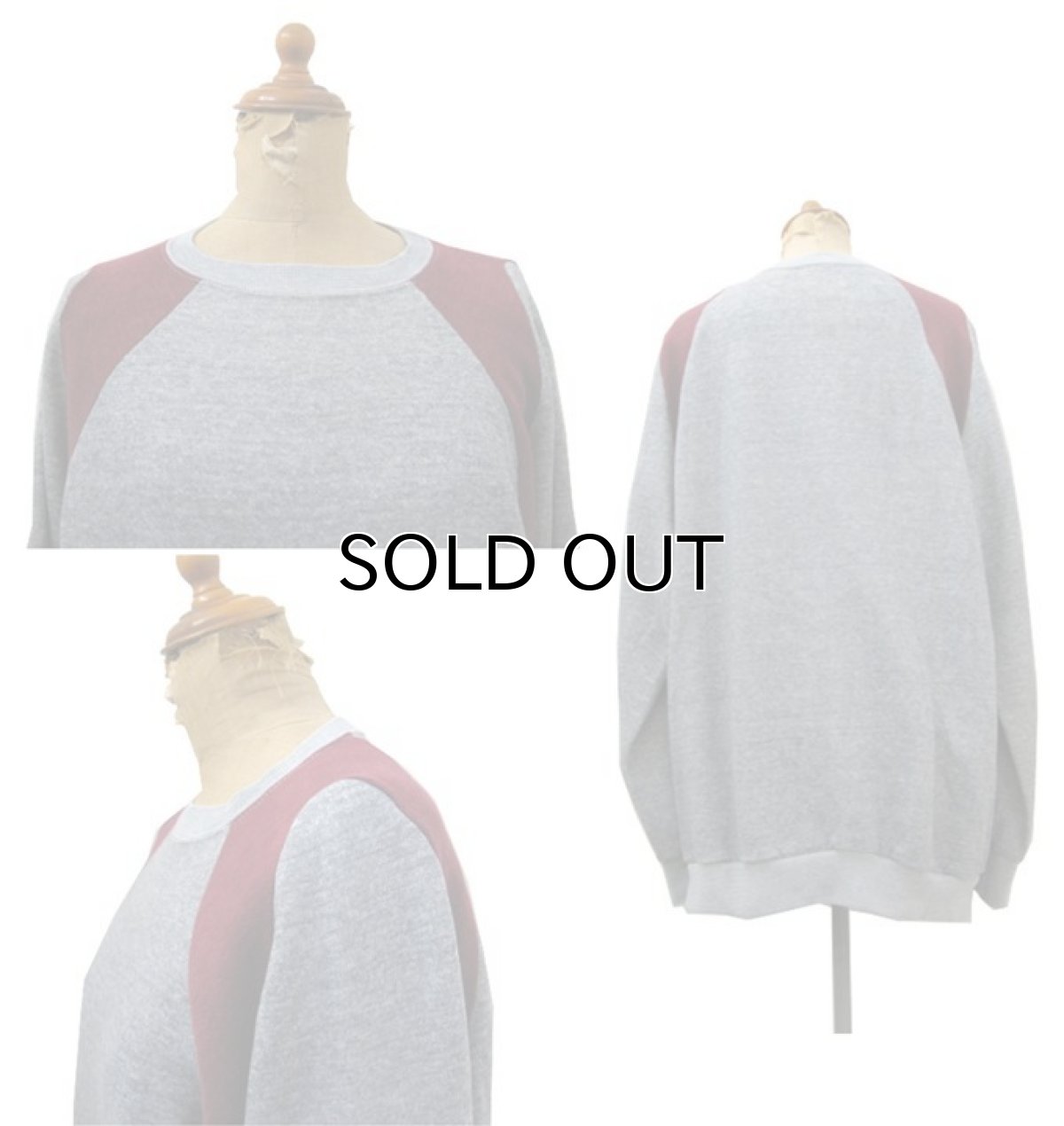 画像3: 1980's Two-Tone Sweat Shirts -made in U.S.A Heather Grey / Maroon size L (表記 XL-Tall 48) (3)