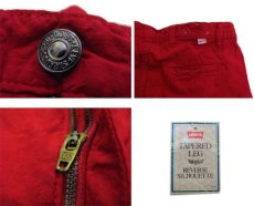 画像4: 1990's Levi Strauss & Co. Two-Tuck Cotton Easy Pants Dead Stock one-washed　RED　size w 32 inch (表記 32 x 32) (4)