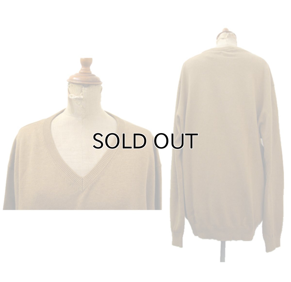 画像2: "St.JOHNS BAY" Light Weight V-Neck Cotton Knit BROWN size L (表記 L) (2)