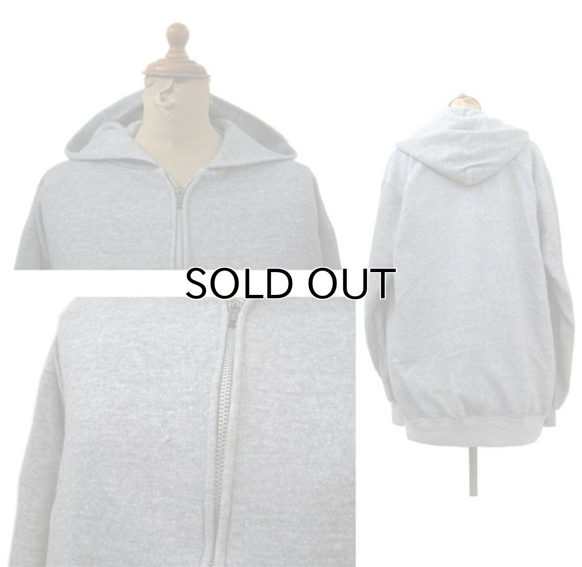 画像2: 1970's Double Face Zip Up Sweat Parka Heather Grey size L (表記 不明) (2)