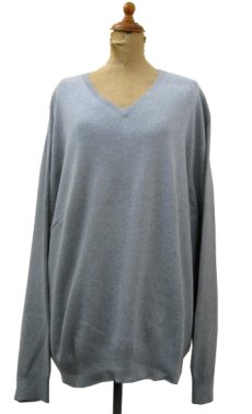 画像1: "Calvin Klein" Light Weight V-Crew Cotton Knit　GREY　size XL (表記 XXL) (1)