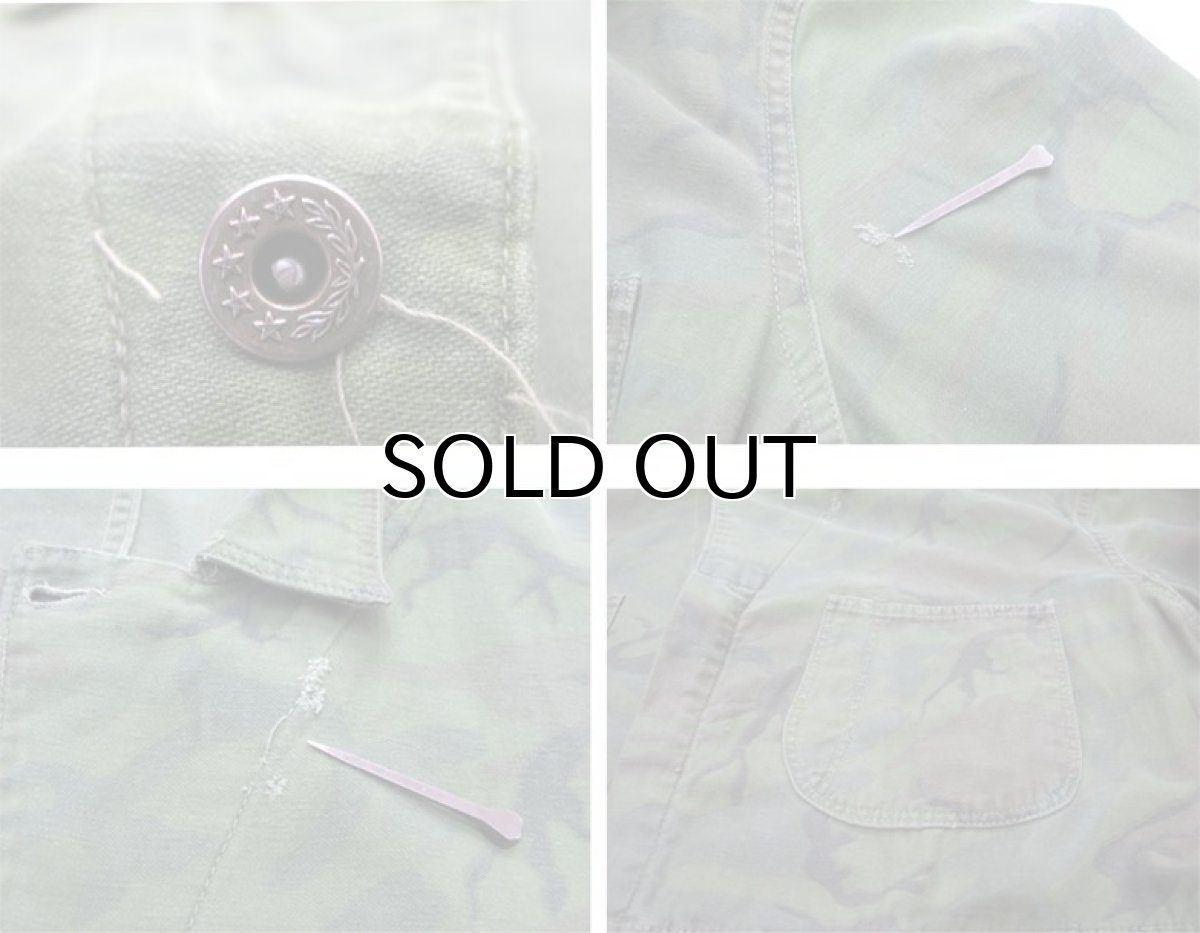 画像4: 1960-70's U.S.A Unknown Cotton Satin Camouflage All in One　Olive Green　size L (表記 不明) (4)