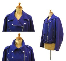 画像2: 1990's "Tripp" Melton Wool Riders Jacket -made in U.S.A-　PURPLE　size M (表記 L) (2)