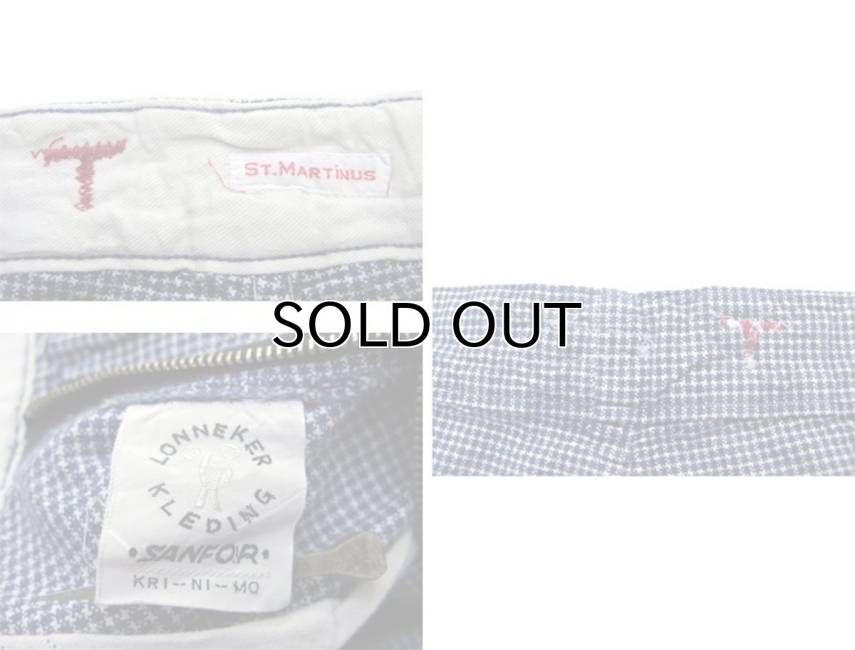画像4: 1970's French Houds Tooth Check Cotton Cook Trousers Navy / White size w 32.5 inch (表記 不明) (4)