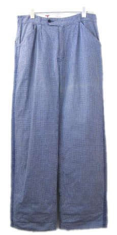 画像1: 1970's French Houds Tooth Check Cotton Cook Trousers　Navy / White　size w 32.5 inch (表記 不明) (1)