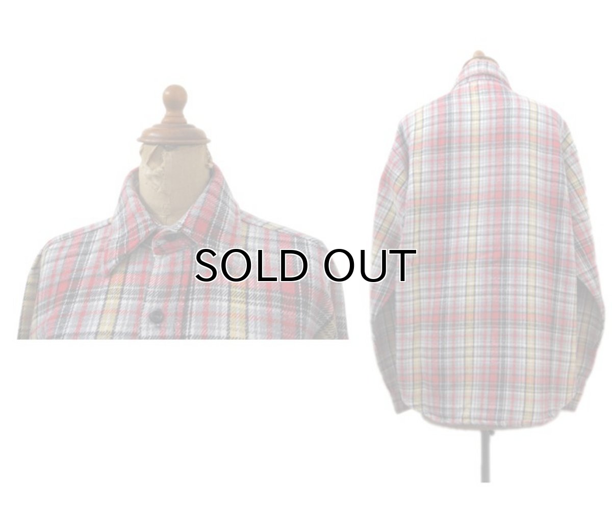 画像2: 1980's "FIVE BROTHER" Heavy Flannel Check Shirts -made in U.S.A- RED size M (表記 M 15 - 15 1/2) (2)